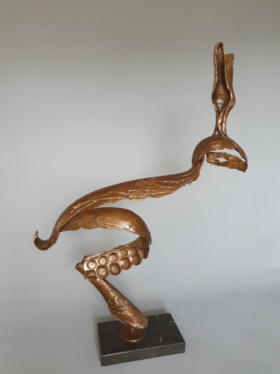 1 bronze hare transparent antique gold patina