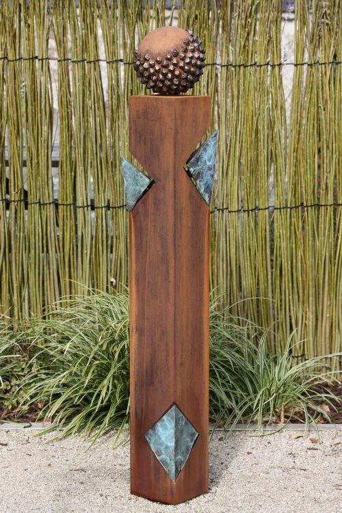 Scots Pine corten and bronze sculpture by Gunvor Anhoj 1