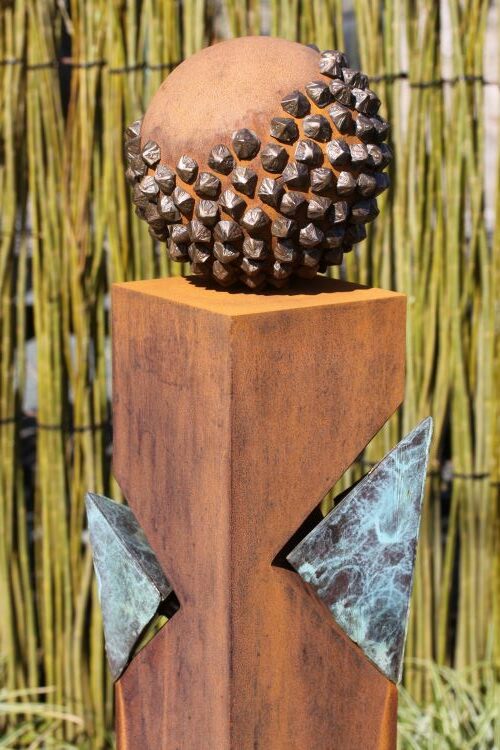 Scots Pine corten and bronze sculpture by Gunvor Anhoj 2