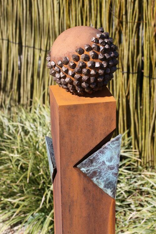 Scots Pine corten and bronze sculpture by Gunvor Anhoj 3