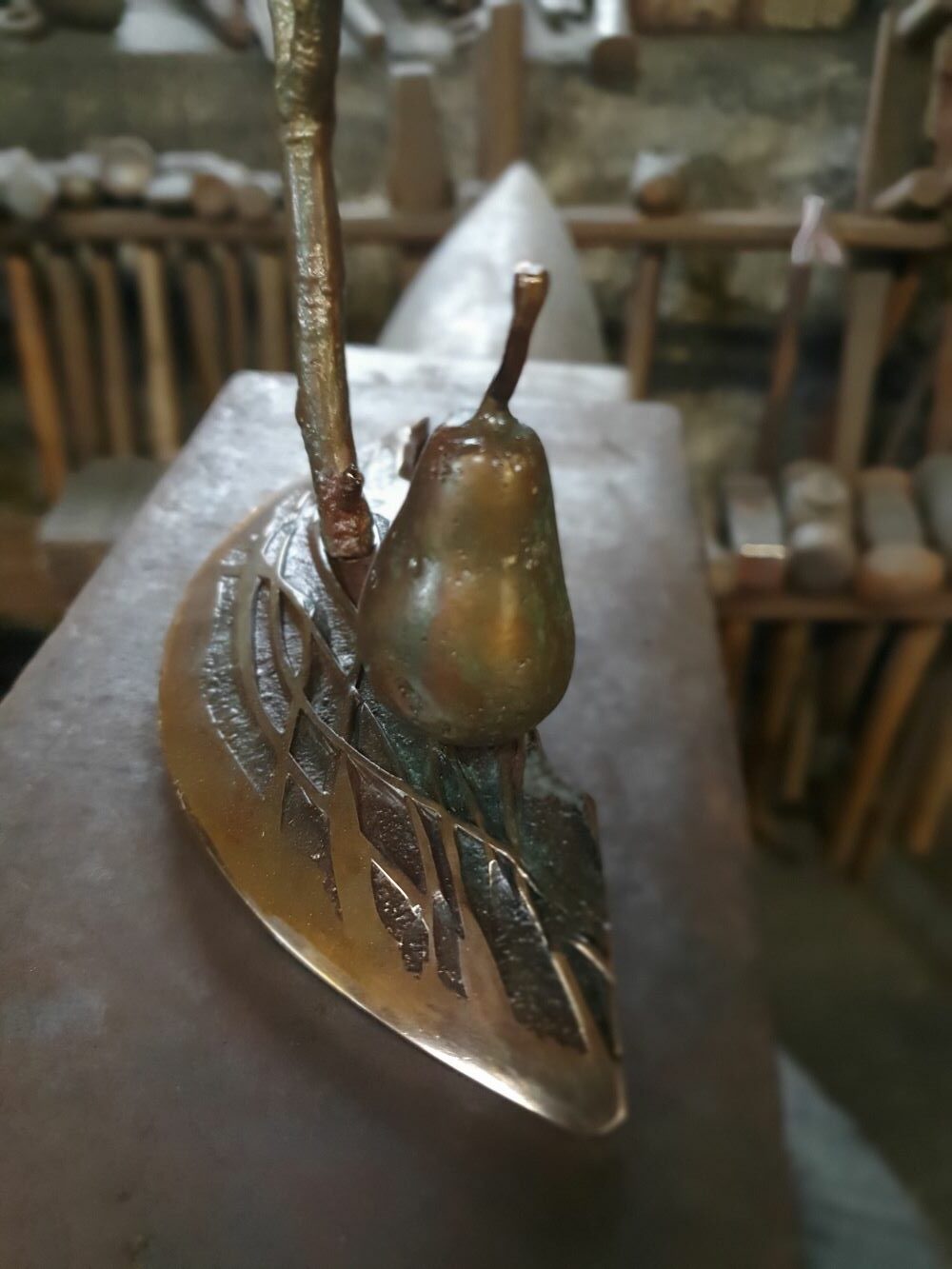 Small adventure of the pear and the quiff-tree bronze sculpture by Gunvor Anhoj 3
