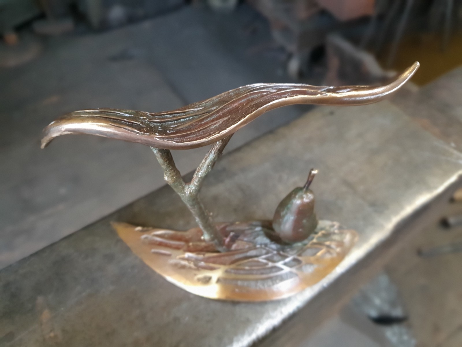 Small adventure of the pear and the quiff-tree bronze sculpture by Gunvor Anhoj 5